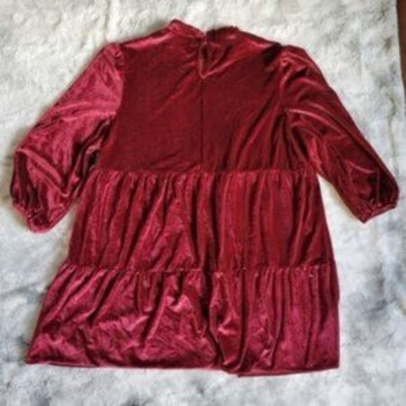 🔥SALE EUC Ophelia Roe Women's Plus Size 2X Burgundy Long Sleeve Velvet Collar … - Picture 3 of 5